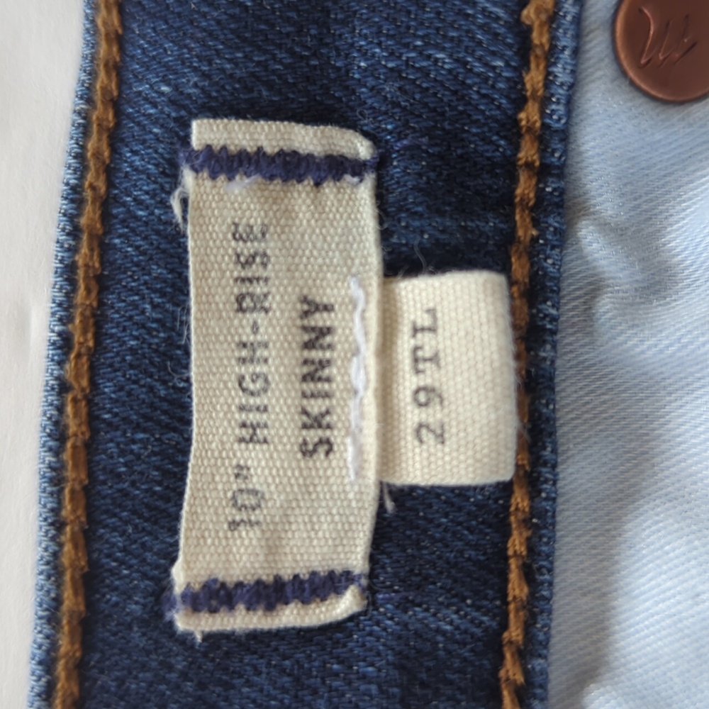Madewell 10" High-Rise Skinny Denim Mom Jeans 29TL Blue - Picture 5 of 16